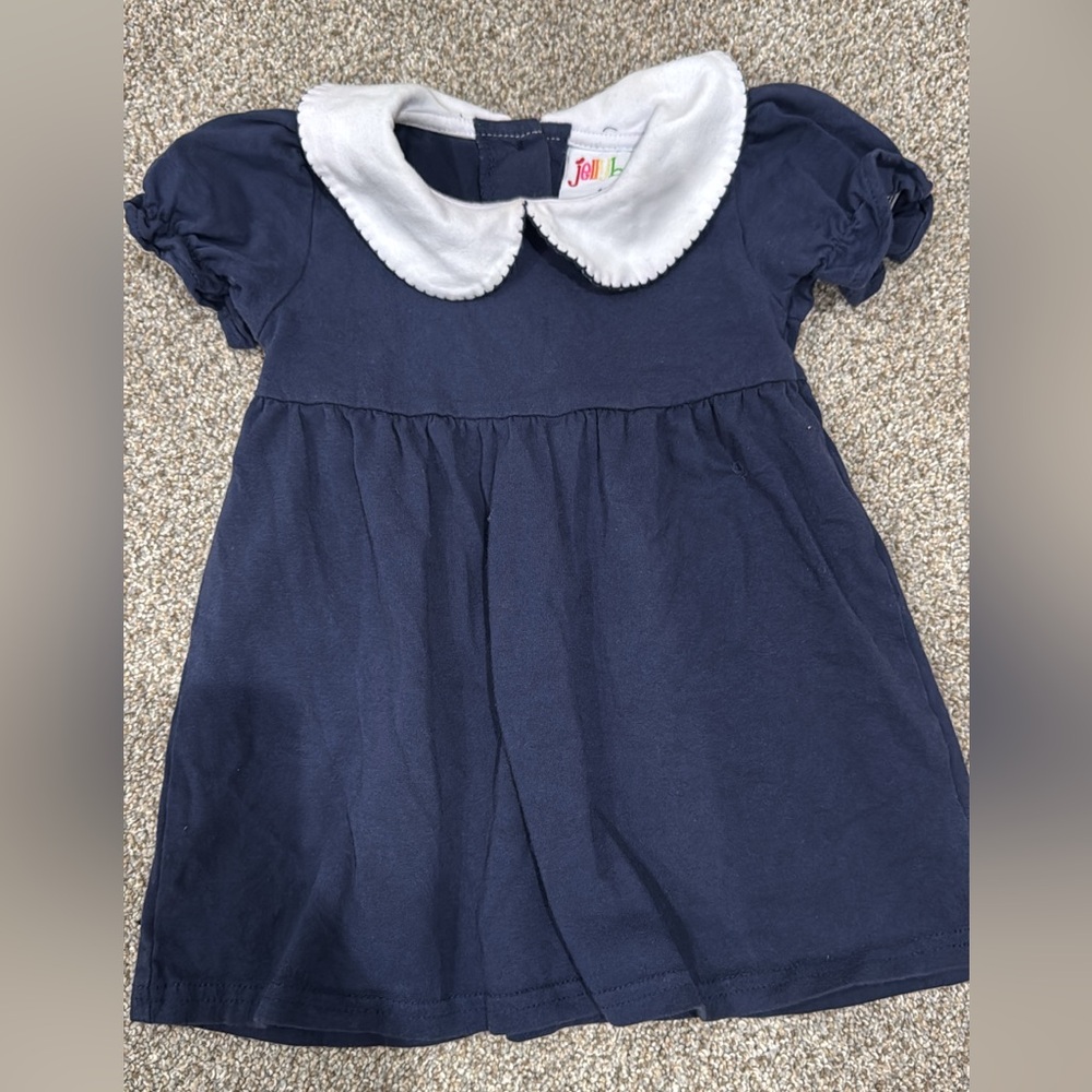 Baby Girl Navy Collared Dress